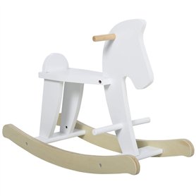 HOMCOM Cheval à Bascule en Bois - Jeu à Bascule avec Poignées