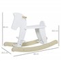 HOMCOM Cheval à Bascule en Bois - Jeu à Bascule avec Poignées, Repose-Pied et Butées - MDF Contreplaqué Blanc et Bois Naturel