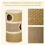 PawHut tonneau à gratter pour Chat Arbre à Chat sisal Naturel et herbiers Marins recouvert de Peluche 37,5 x 37,5 x 70 cm Kaki e
