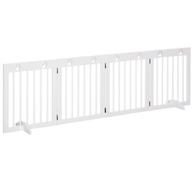 PawHut Barrière de sécurité barrière modulable Pliable pour Animaux de Compagnie 4 Panneaux en Bois de pin Massif 204 x 30 x 61