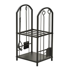 Outsunny Porte-bûches Range bûches 2 Niveaux étagère à Bois de cheminée serviteur de cheminée Multi-Accessoires 2 étagères dim.