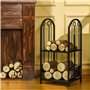 Outsunny Porte-bûches Range bûches 2 Niveaux étagère à Bois de cheminée serviteur de cheminée Multi-Accessoires 2 étagères dim. 