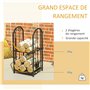 Outsunny Porte-bûches Range bûches 2 Niveaux étagère à Bois de cheminée serviteur de cheminée Multi-Accessoires 2 étagères dim. 