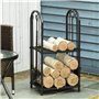 Outsunny Porte-bûches Range bûches 2 Niveaux étagère à Bois de cheminée serviteur de cheminée Multi-Accessoires 2 étagères dim. 