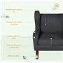 HOMCOM Fauteuil Enfant Oreilles Grand Confort accoudoirs Assise Dossier garnissage Mousse Haute densité piètement Bois hévéa Ver