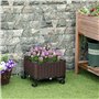 Outsunny Jardinière sur roulettes dim. 40L x 40l x 31H cm Insert d'irrigation Plastique Imitation rotin tressé Chocolat
