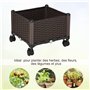 Outsunny Jardinière sur roulettes dim. 40L x 40l x 31H cm Insert d'irrigation Plastique Imitation rotin tressé Chocolat