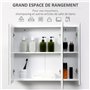 kleankin Armoire Murale de Salle de Bain avec 3 Portes Miroir et étagères réglables en MDF Blanc dim. 70L x 15l x 60H cm