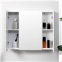 kleankin Armoire Murale de Salle de Bain avec 3 Portes Miroir et étagères réglables en MDF Blanc dim. 70L x 15l x 60H cm