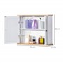 kleankin Armoire Murale avec Miroir pour Salle de Bain 2 Niveaux avec 1 étagère réglable et 2 Portes en Bois- dim. 56I x 14P x 4