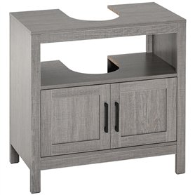 kleankin Meuble sous lavabo Meuble sous évier Meuble de Salle de Bain sous lavabo avec 2 Portes et étagère - 60 x 30 x 60 cm - G