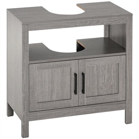 kleankin Meuble sous lavabo Meuble sous évier Meuble de Salle de Bain sous lavabo avec 2 Portes et étagère - 60 x 30 x 60 cm - G