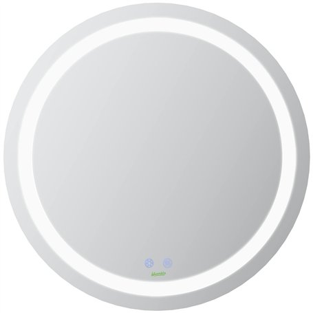 kleankin Miroir de Salle de Bain Rond LED Ø 60 cm Miroir Mural avec éclairage Interrupteur Tactile Fonction de mémoire système A