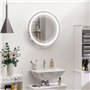kleankin Miroir de Salle de Bain Rond LED Ø 60 cm Miroir Mural avec éclairage Interrupteur Tactile Fonction de mémoire système A
