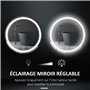 kleankin Miroir de Salle de Bain Rond LED Ø 60 cm Miroir Mural avec éclairage Interrupteur Tactile Fonction de mémoire système A