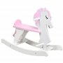 HOMCOM Cheval à Bascule en Bois pour Enfant de 1 à 3 Ans Jouet à Bascule bébé garçons et filless Repose-Pied butées Blanc et Ros