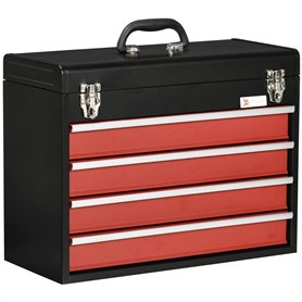DURHAND Boite à outils métallique coffret à outils caisse à outils 4 tiroirs + plateau tôle acier noir - 51 x 22 x 39