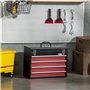 DURHAND Boite à outils métallique coffret à outils caisse à outils 4 tiroirs + plateau tôle acier noir - 51 x 22 x 39,5 cm