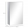 kleankin Armoire Miroir de Salle de Bain en Acier Inoxydable Armoire Murale de Toilette avec 1 Porte Miroir et 2 étagères dim. 3