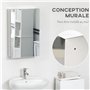kleankin Armoire Miroir de Salle de Bain en Acier Inoxydable Armoire Murale de Toilette avec 1 Porte Miroir et 2 étagères dim. 3