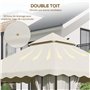 Outsunny Toile de Rechange pour pavillon tonnelle Tente Toit de Remplacement Gazebo de Jardin Tissu Polyester Haute densité 180 