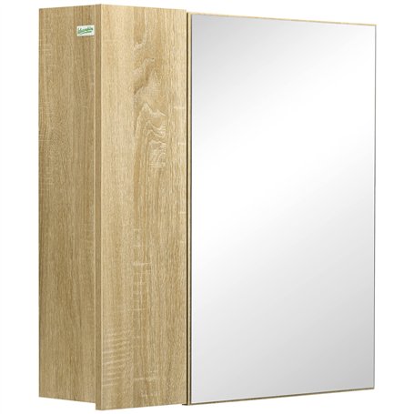 kleankin Armoire Murale Salle de Bain Armoire de Toilette avec Miroir étagères et 2 Portes - kit Installation Murale fourni - 60
