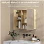 kleankin Armoire Murale Salle de Bain Armoire de Toilette avec Miroir étagères et 2 Portes - kit Installation Murale fourni - 60