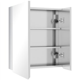 kleankin Armoire Miroir de Salle de Bain en Acier Inoxydable Armoire Murale 2 Portes et 3 Compartiments intérieurs - 54 x 13 x 6