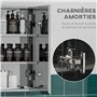 kleankin Armoire Miroir de Salle de Bain en Acier Inoxydable Armoire Murale 2 Portes et 3 Compartiments intérieurs - 54 x 13 x 6