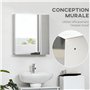 kleankin Armoire Miroir de Salle de Bain en Acier Inoxydable Armoire Murale 2 Portes et 3 Compartiments intérieurs - 54 x 13 x 6