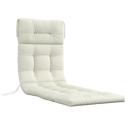Outsunny Coussin Matelas pour Chaise Longue transat Bain de Soleil avec Sangles d'attache pour Jardin dim. 200L x 60l cm Crème