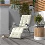 Outsunny Coussin Matelas pour Chaise Longue transat Bain de Soleil avec Sangles d'attache pour Jardin dim. 200L x 60l cm Crème