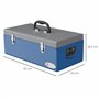 DURHAND Caisse boite à outils en métal transportable avec 3 poignées, 2 loquets, dim. 50L x 26l x 18,5H cm, bleu