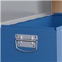 DURHAND Caisse boite à outils en métal transportable avec 3 poignées, 2 loquets, dim. 50L x 26l x 18,5H cm, bleu