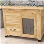 PawHut Maison pour Chats Niche d'extérieur en Bois surélevée avec Toit Asphalte, Porte avec Rideau, fenêtre, 57 x 45 x 43 cm Jau