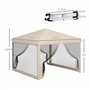 Outsunny Tonnelle Barnum Pliant Pop-up imperméabilisé Style Colonial 3L x 3l x 2,65H m 4 moustiquaires + Sac de Transport Beige 
