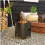 Outsunny Brasero sans fumée Foyer à Bois extérieur Rond Portable en métal avec Pot intérieur en Acier Inoxydable tisonnier poign