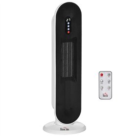 HOMCOM Radiateur électrique Chauffage soufflant oscillant 45° minuterie 24H 1200/2000 W - céramique PTC - télécommande incluse -