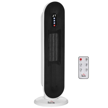 HOMCOM Radiateur électrique Chauffage soufflant oscillant 45° minuterie 24H 1200/2000 W - céramique PTC - télécommande incluse -