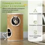 PawHut Tonneau à gratter pour Chat Tour à griffer pour Chat Arbre à Chat à 2 Couches en sisal Naturel pour 1 à 2 Chats, dim. Ø 3