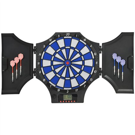 SPORTNOW Cible électronique Pliable Jeu de fléchettes 31 Jeux 285 Variations jusqu'à 8 Joueurs Haut-Parleur écran LCD 2 Portes N
