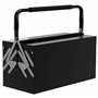 DURHAND Boite à outils métallique - coffret à outils - caisse à outils 3 niveaux 5 plateaux rétractables - tôle acier noir
