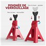 HOMCOM Lot de 2 chandelles Voiture chandelles de Levage capacité 3 tonnes, Hauteur réglable de 290 à 425 mm, Grande Base avec go