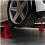 HOMCOM Lot de 2 chandelles Voiture chandelles de Levage capacité 3 tonnes, Hauteur réglable de 290 à 425 mm, Grande Base avec go