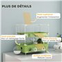 PawHut Cage pour Hamster à 2 Niveaux, Habitat pour Petits rongeurs avec Roue de Course, Salle de Bain en Sable, système de tuyau