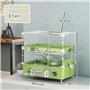PawHut Cage pour Hamster à 2 Niveaux, Habitat pour Petits rongeurs avec Roue de Course, Salle de Bain en Sable, système de tuyau