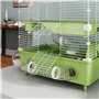 PawHut Cage pour Hamster à 2 Niveaux, Habitat pour Petits rongeurs avec Roue de Course, Salle de Bain en Sable, système de tuyau