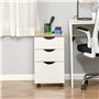 HOMCOM Caisson de Bureau, Rangement Bureau sur roulettes avec 3 tiroirs coulissants, 34 x 40 x 60,5 cm, Blanc et Effet Bois Natu