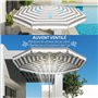 Outsunny Parasol de jardin extérieur parasol inclinable octogonal Ø 2,7 x 2,4 m avec ouverture fermeture manivelle, toile 180 g/