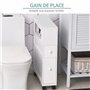 HOMCOM Meuble de Rangement de Salle de Bain sur Roulette, Armoire WC Toilettes étroit, avec étagère Ouverte et 2 tiroirs, Charge